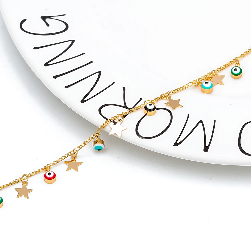 Lucky Eye Star Evil Eye очаровательный ножной браслет золотого цвета ножная цепочка браслет с кисточками на лодыжке Регулируемая Мода Бижутерия для ног для женщин EY6502