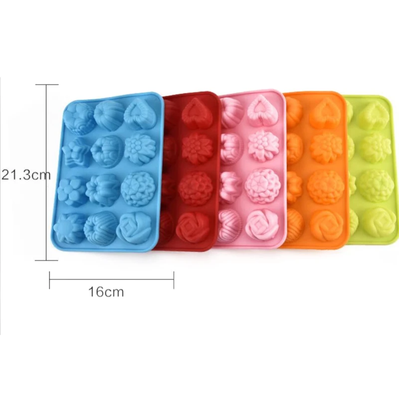 

1Piece DIY Kitchen Silicon 12 Flowers Form For Muffin Silikon Bakeware Rubber Baking Mould Chocolate Egg Tart Mold