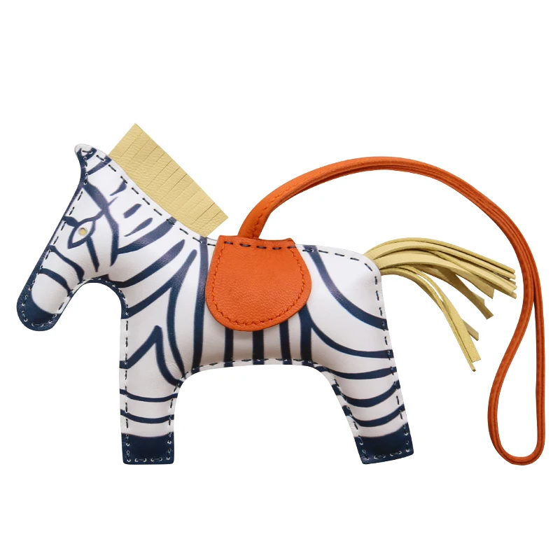 

Brand New Zebra Bag Charm Handmade Real Sheepskin Horse Bag Pendant Top Leather Handbag Ornament Keychains Woman Accessory Hot