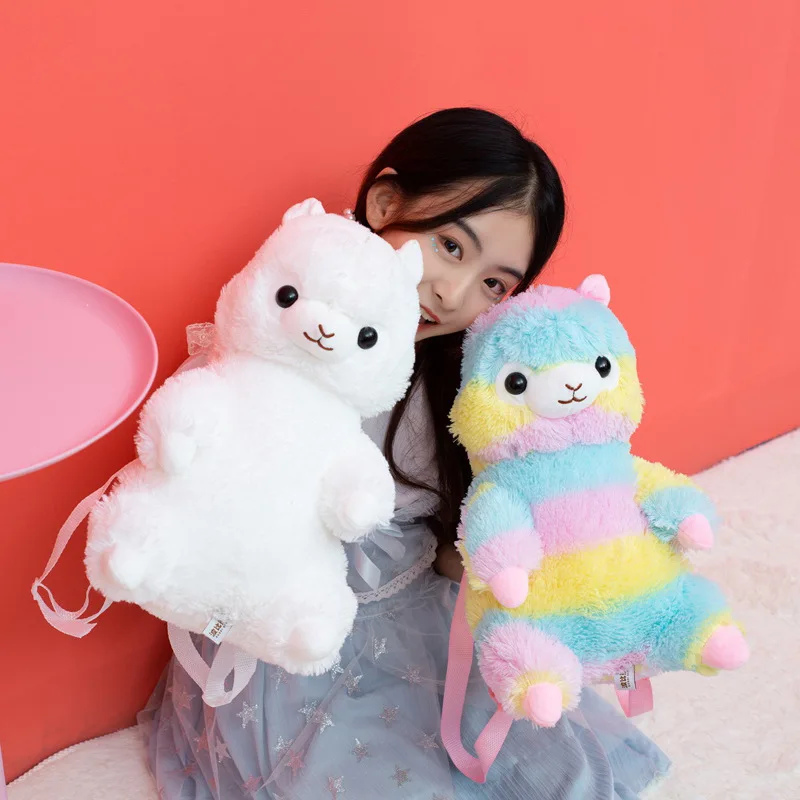 40 см Плюшевый Рюкзак Kawaii альпака радуга мягкая кукла плюшевая Наплечная Сумка