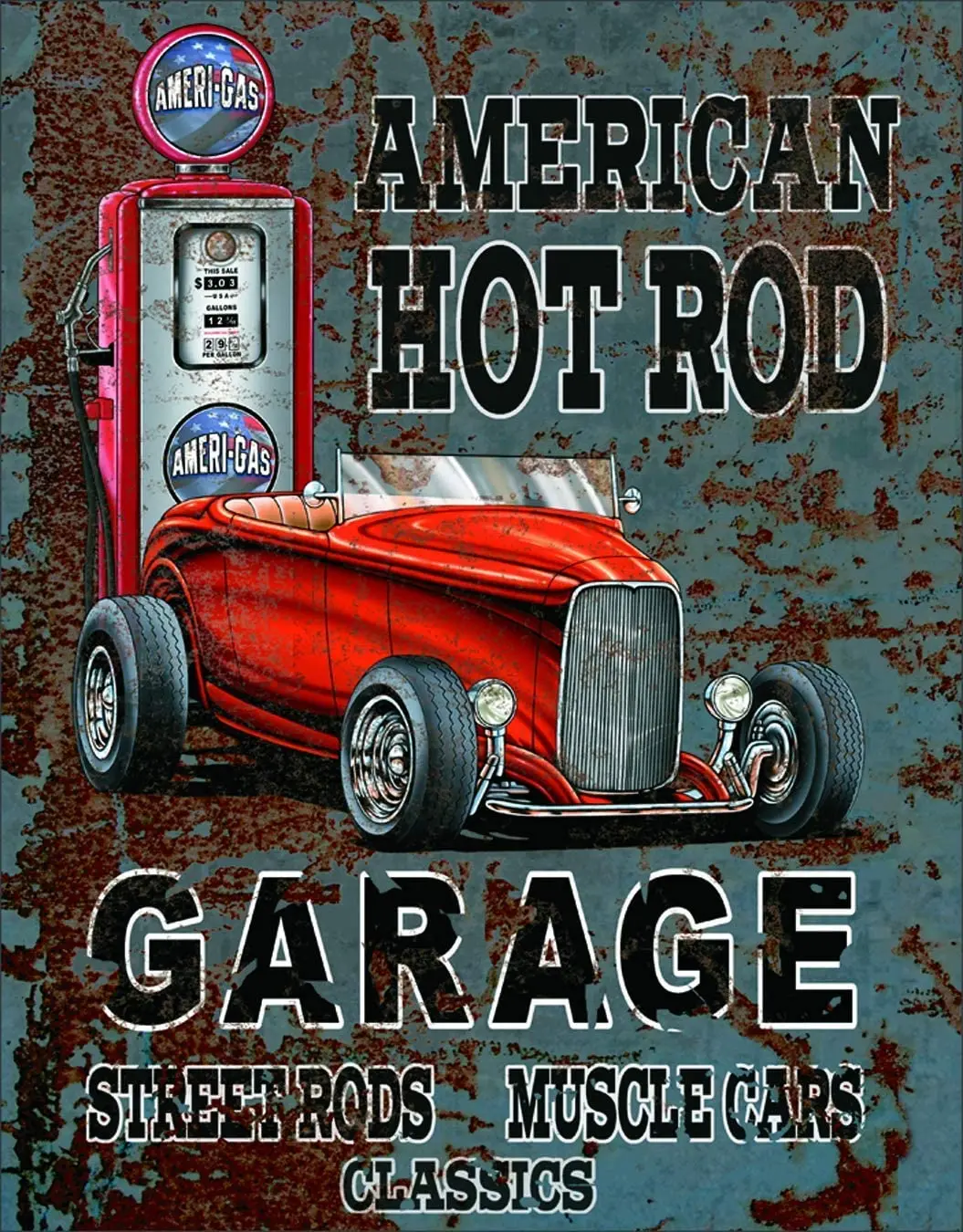 

Жестяная вывеска Американский Hot Rod Garage 8x12 дюймов металлическая жестяная вывеска подвесной светильник в декоративной железной картина деко...