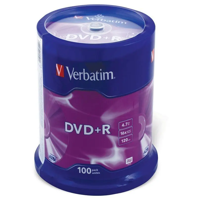 Диски DVD+R (плюс) VERBATIM 4 7 Gb 16x КОМПЛЕКТ 100 шт Cake Box 43551 | Электроника