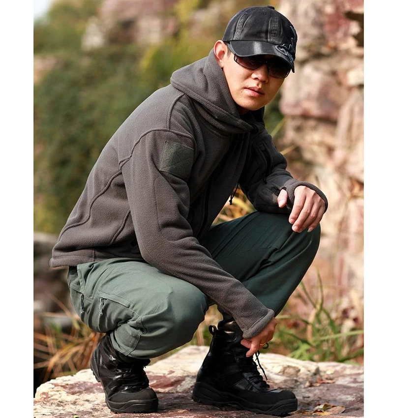 

Military Fleece Tactical Softshell Jacket men Hooded Workout Army Coat Outerwear Jacket Men