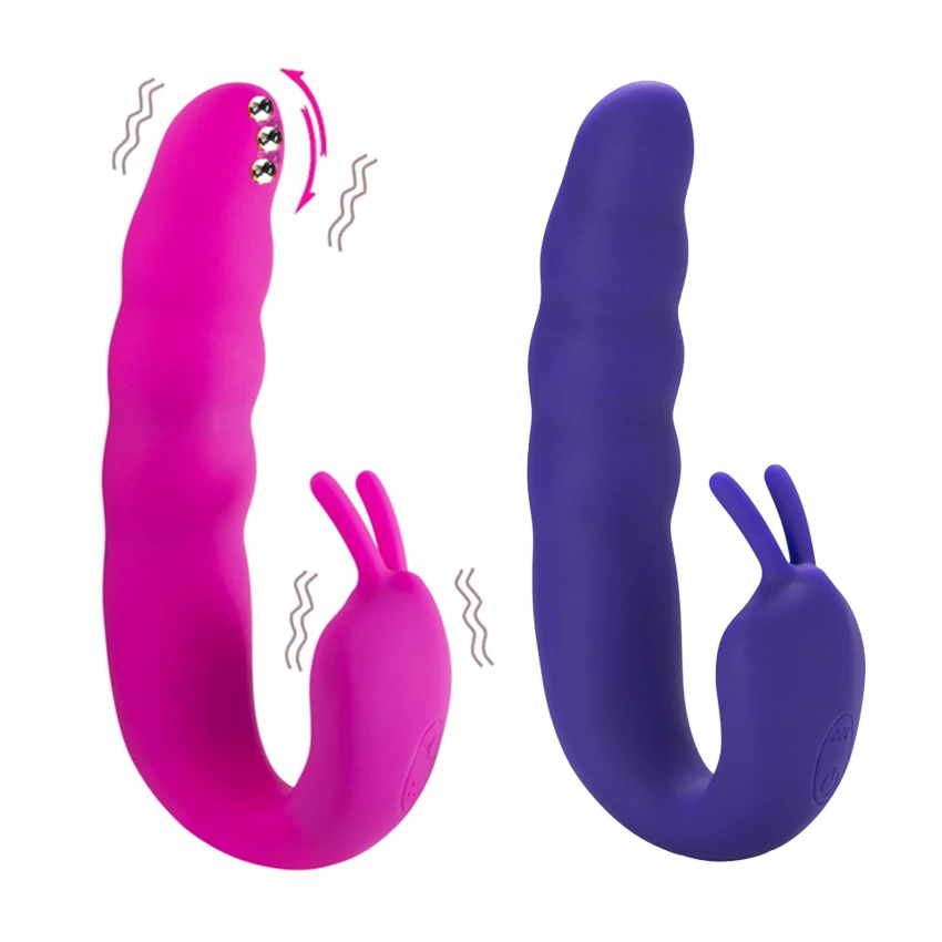 Перезаряжаемые ребристые Двойной стимулятор вибратор с Роллинг шарового G