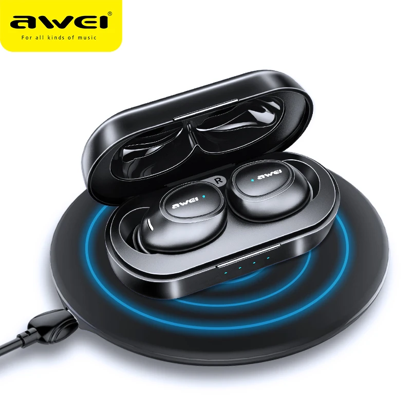 Наушники AWEI T6C TWS Bluetooth 5,0, настоящие беспроводные наушники, 3D стерео наушники для iPhone, Xiaomi, гарнитура с двойным микрофоном