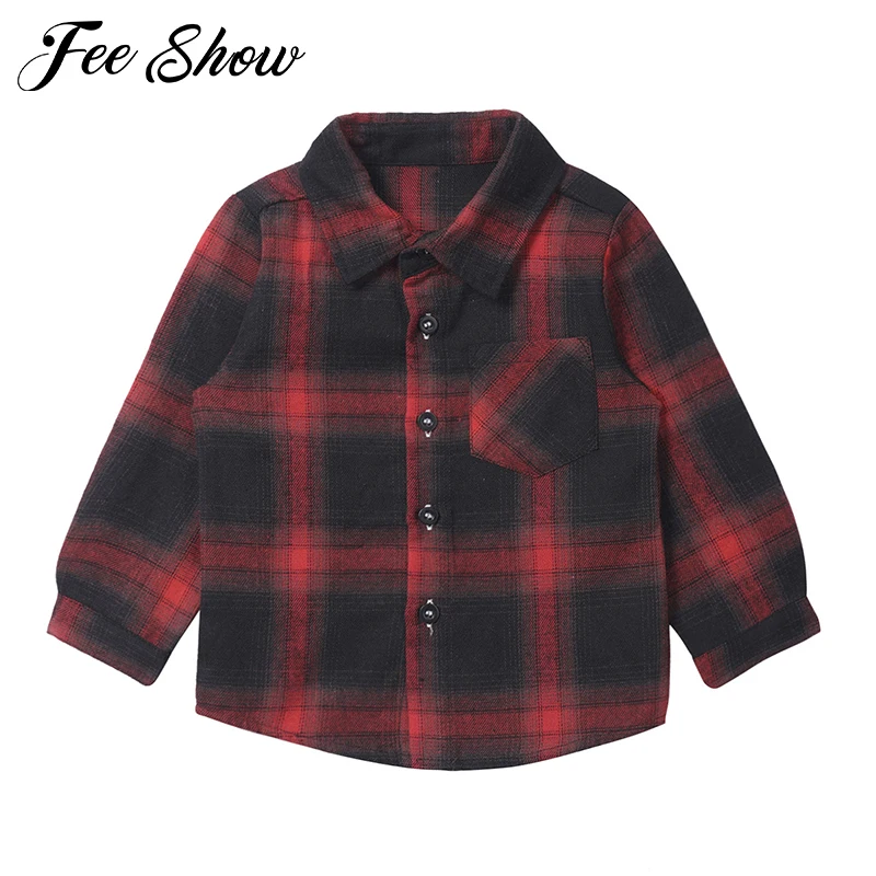 

Fashion Winter Boys Shirt Plaid Style Kids Long Sleeve Shirts Children Cotton Clothes Baby Boy Girls Thicken Blouses Velvet Tops
