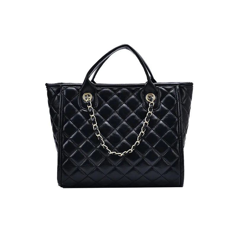 

2021 popular new style rhombus women's leather bag big bag women's trend luxury fashion large-capacity shoulder bag handbag