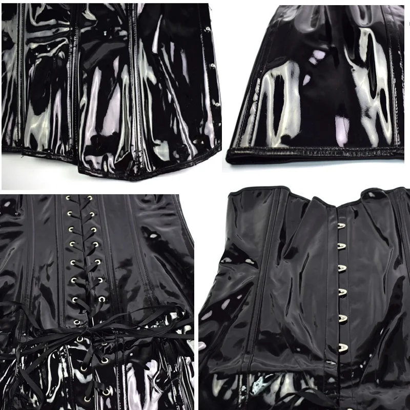 Женский кожаный корсет из ПВХ латексный для талии полный корректор фигуры в