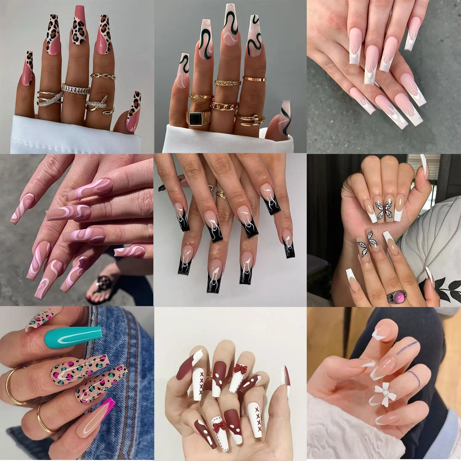 

24 pcs/Box Detachable Coffin False Nails Wearable French Ballerina Fake Nails Full Cover Nail Tips Artificial Fake Nails