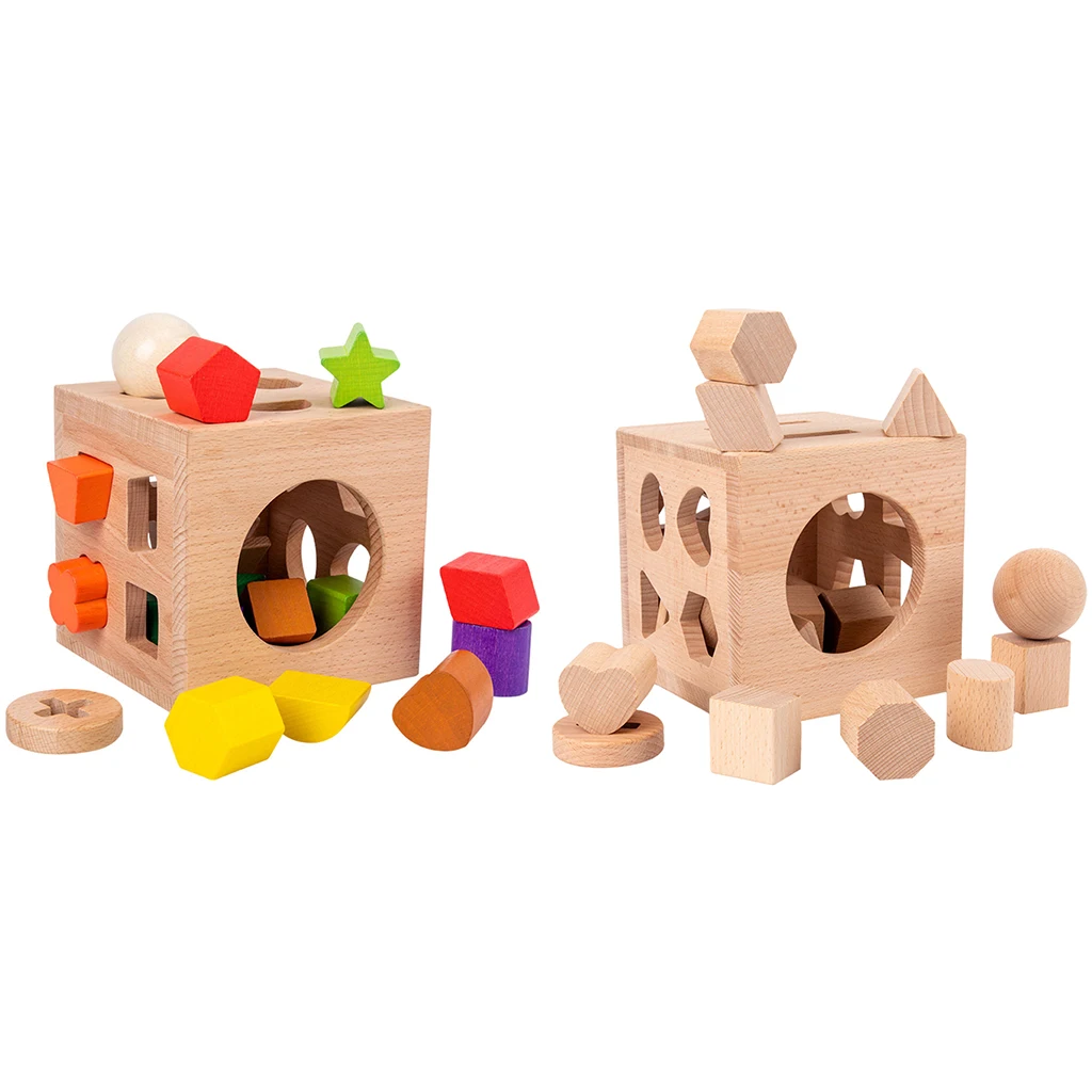 

Sensory Wooden Shape Cube Sorting Puzzle Box Blocks Toys For Babies Toddler