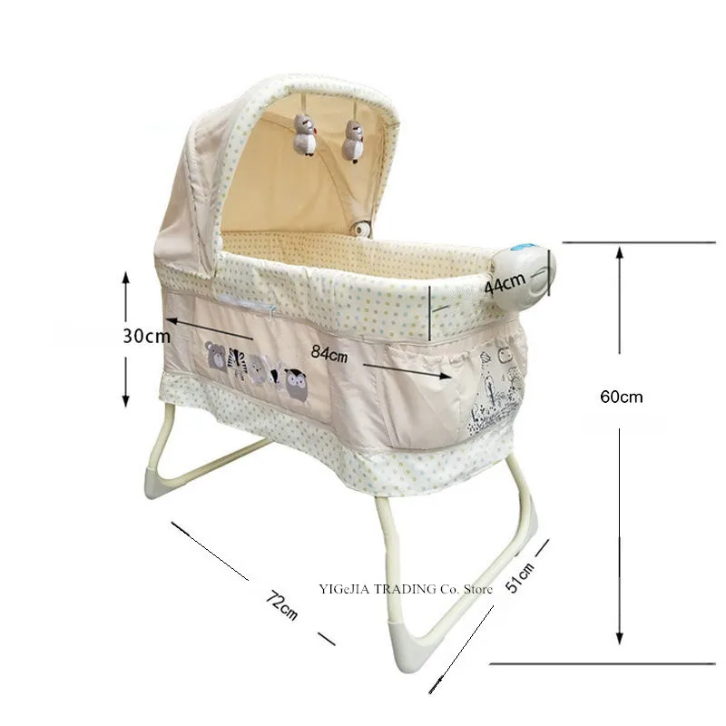 

Электрическая портативная детская кровать для путешествий с сумкой и москитной сеткой, небольшая вибрация, складная детская люлька с музык...
