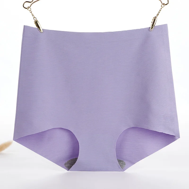 

High Waist Threaded Ice Silk Underwear Women's One Piece Seamless Women's Underpants Plus Fat Plus Size Hip-up Briefs Women