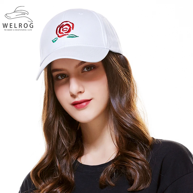 Бейсболки WELROG с цветочной вышивкой однотонные кепки красной розой Утконос шапки