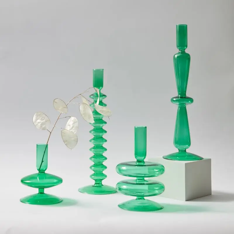

Modern Glass Candleholder Retro Home Living Room Black Glass Table Romantic Candlelight Creative Decoration Ornaments