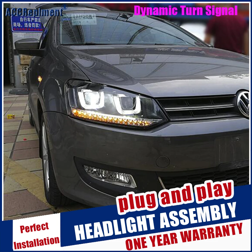 Фары с динамическим поворотным сигналом автостайлинг для VW Polo фары в сборе 2011 2018