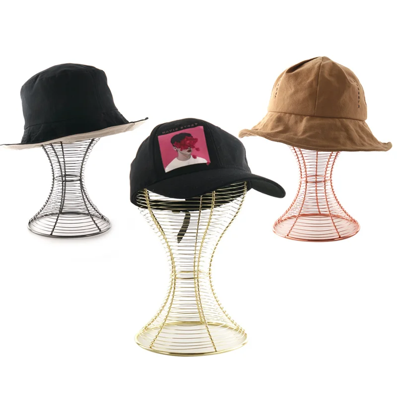 

Metal Cap Holder Golden Head Model For Hats, Window Display Creative And Simple Display Hat Bracket Golden Head Hat Rack