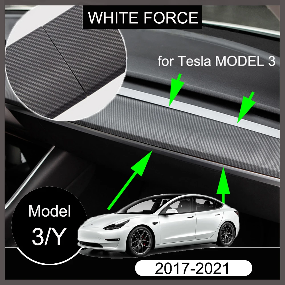 

Отделка для центральной консоли автомобиля Tesla, модель 3 Y 2021, аксессуары из углеродного волокна, накладка на панель приборной панели, украше...