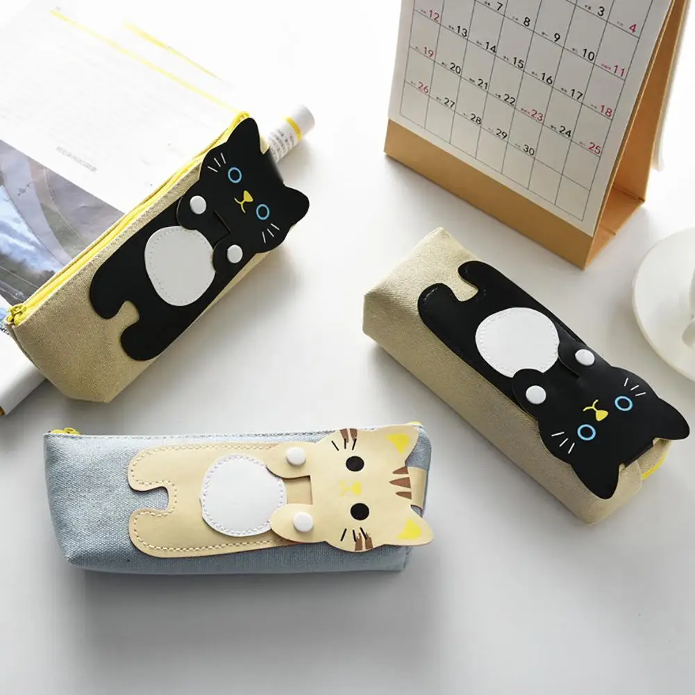 

Cute Cats Canvas Zipper Pencil Case Pen Bag School Stationery Storage Pouch Box