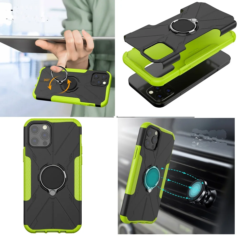

Armor Shockproof Bracket Case For iPhone 12 Mini 11 Pro Max Cases Phone Stand Protective Cover Rotating Ring Magnetic Car Holder