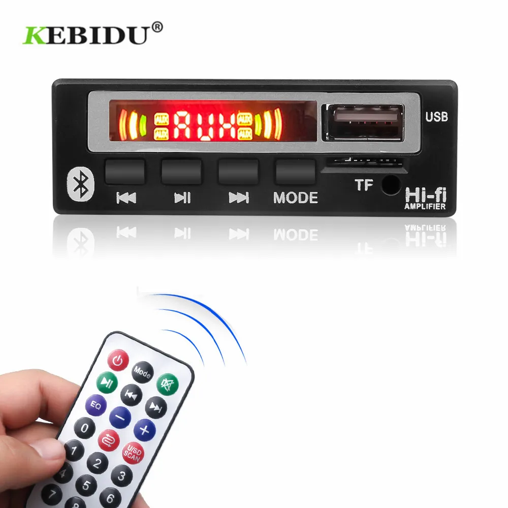 KEBIDU Bluetooth5.0 MP3 WMA WAV декодер плата 5В 12В беспроводной аудио модуль цветной экран USB TF