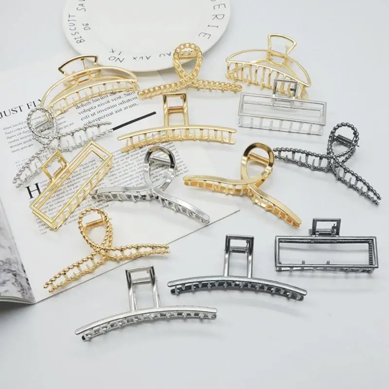 

2021 New Women Elegant Gold Silver Hollow Geometric Metal Hair Claw Vintage Hair Clips Headband Hairpin Fashion Hair Accessories