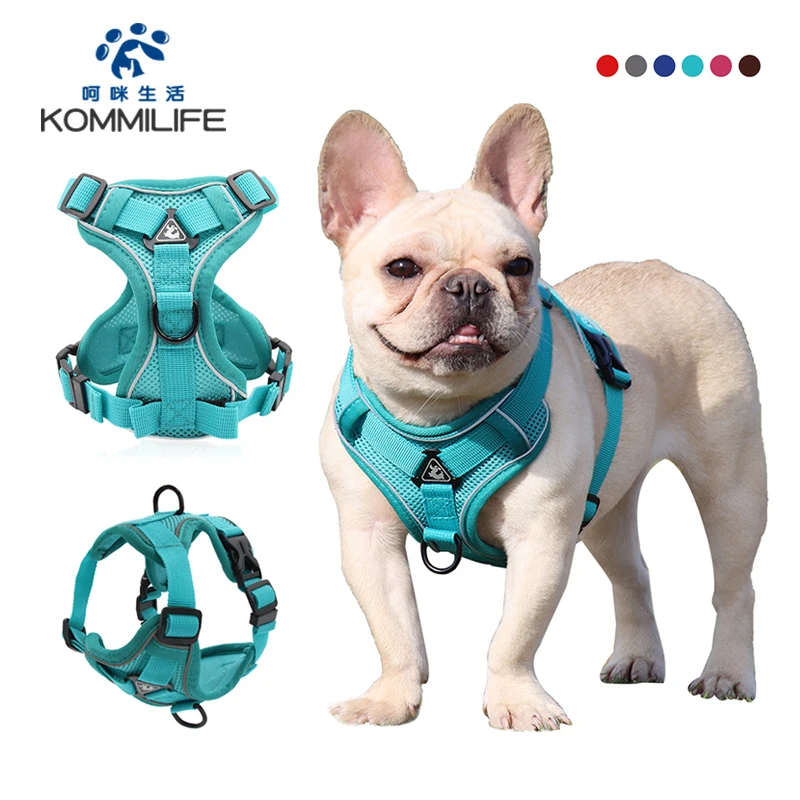 

KOMMILIEF Adjustable Dog Harness Vest Reflective Pet Harness For Small Medium Large Dogs Breathable Dog Harness And Leash Set