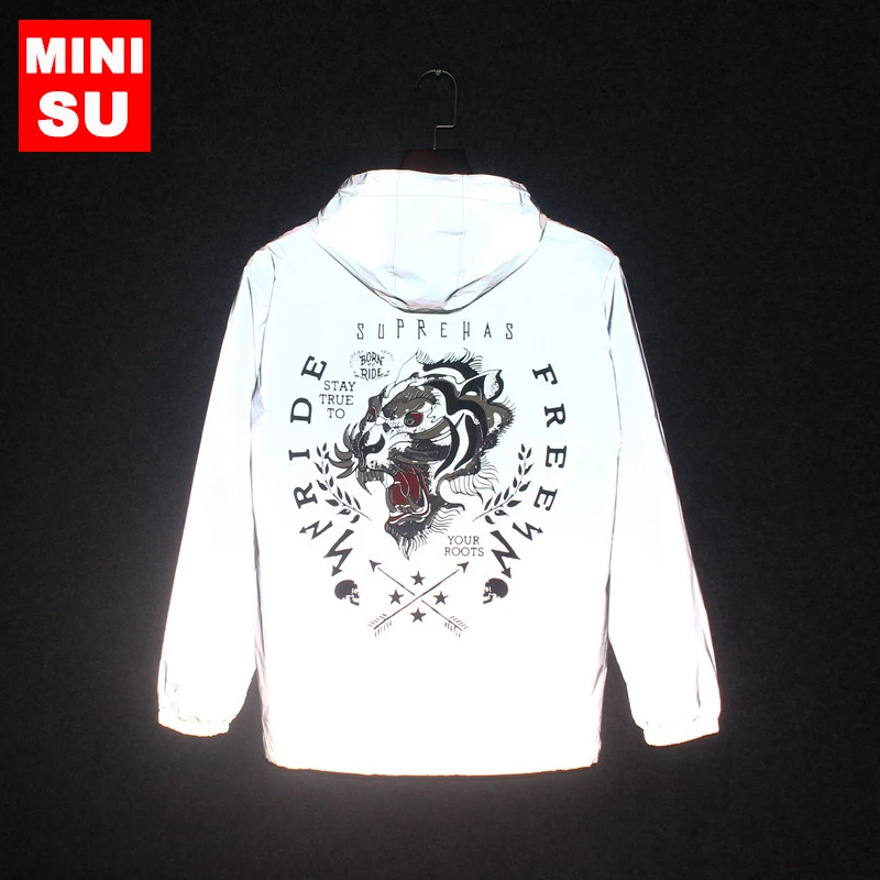 НОВЫЙ Тренч водонепроницаемая Светоотражающая куртка в стиле Харадзюку уличная