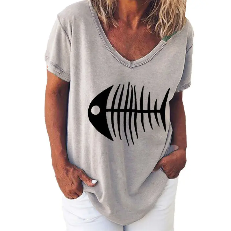 

Plus Size Women Short Sleeve V-neck T-shirt Ladies Loose Casual Blouse Tunic Top