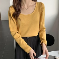 spring autumn korean fashion knitted female clothing 2021 slim pullover women sweater solid o neck long sleeve ladies sweater