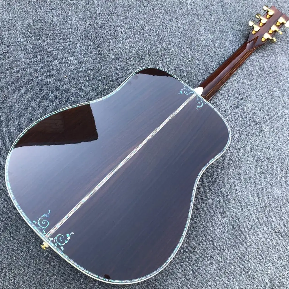 Sunburst solid spruce top 41 дюймов D стиль Акустическая гитара, Abalone связывание и вставки, гриф из черного дерева, гитара ra acustica