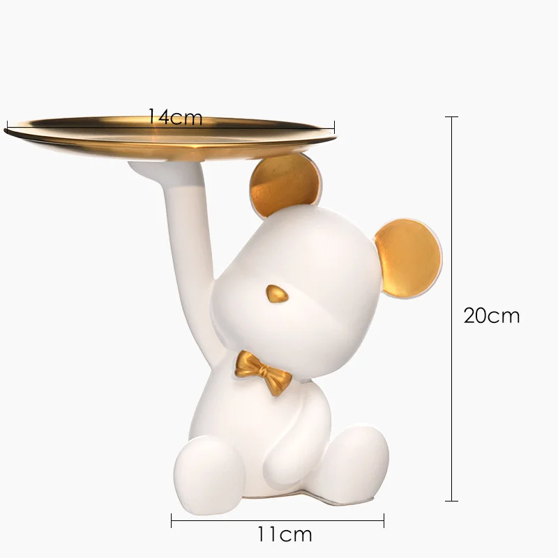 Белый медведь Батлер с подносом для хранения ключей декоративная полимерная