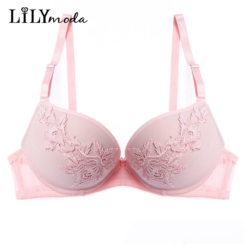Женский бюстгальтер с чашкой пуш ап 2018 и цветочной вышивкой|Бюстгальтеры| |