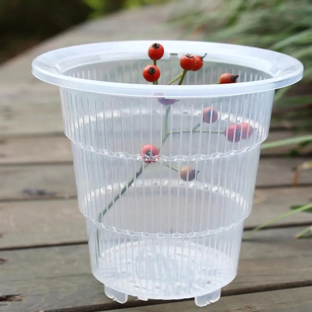 

10cm Meshpot Clear Plastic Orchid Pots With Holes Air Pruning Function And Root Growth Slots Flower Nursery Pot Garden Tools 1pc