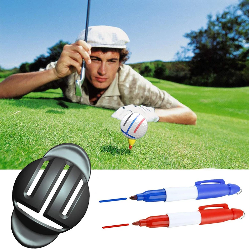 

Portable Golf Ball Line Liner with 2 Marker Pens Durable Golf Ball Marking Alignment Tool Easy Operation ALS88
