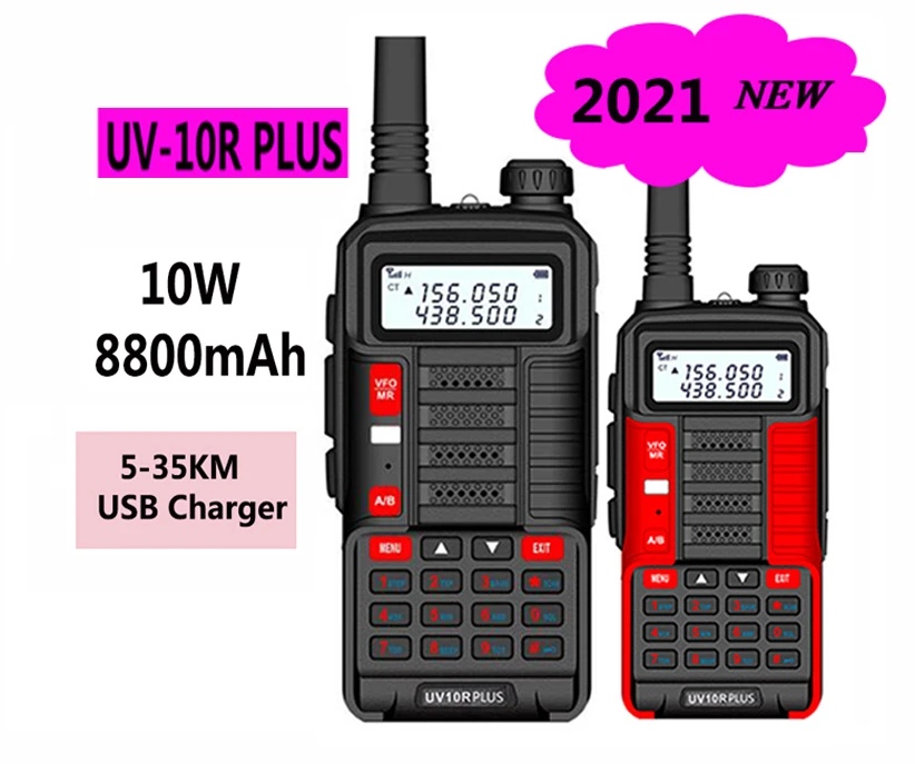 2 шт. Baofeng Uv 10R uv10r Plus охотничья рация woki toki Мобильная радиостанция USB зарядное