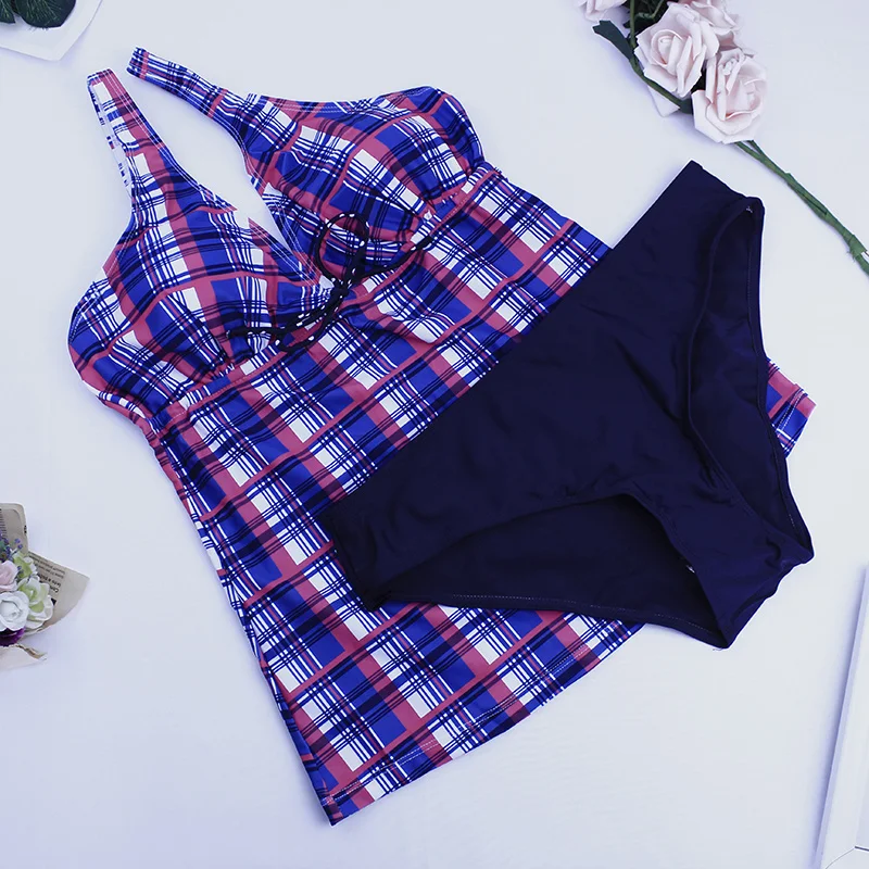 

Tankini Large Swimsuits 2020 Polka Dots Plus Size Swimwear Women 2 Piece Swimsuit Tummy Control Monokini Female Bathing Suit