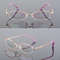 new memory metal half rim spectacle frame ladies fashion and elegant business eyeglasses leisure lightweight myopia eyewear 8605