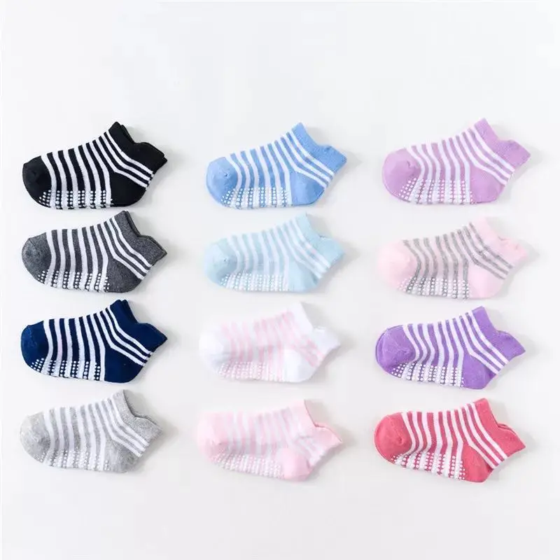 3 пары хлопковые нескользящие носки башмачки для мальчиков и девочек 0 6 лет