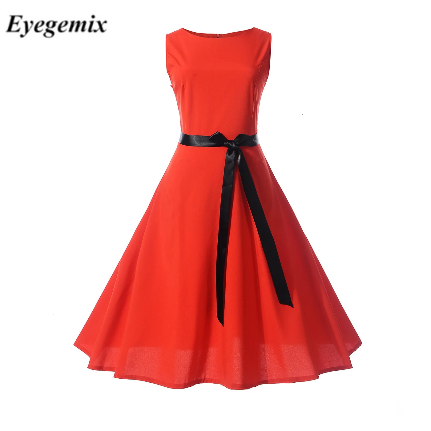 Черное облегающее однотонное Элегантное платье без рукавов ТРАПЕЦИЕВИДНОЕ