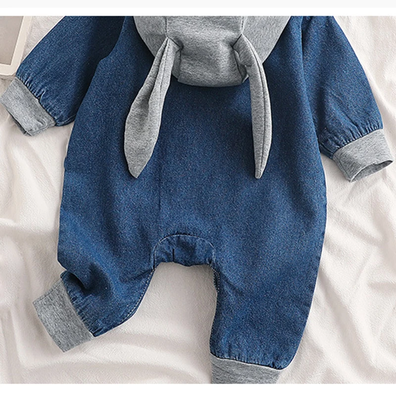 

2021 Denim Jumpsuit Spring Baby Girl Clothes Overalls For Kids Romper Bodysuit With Hood Boy Clothes Toddler Cothes
