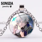 Ожерелье из металла, с японским аниме, юдзюцу, кайзен, кабошон с художественным узором, длинная Подвеска для женщин, модные ювелирные аксессуары, подарки