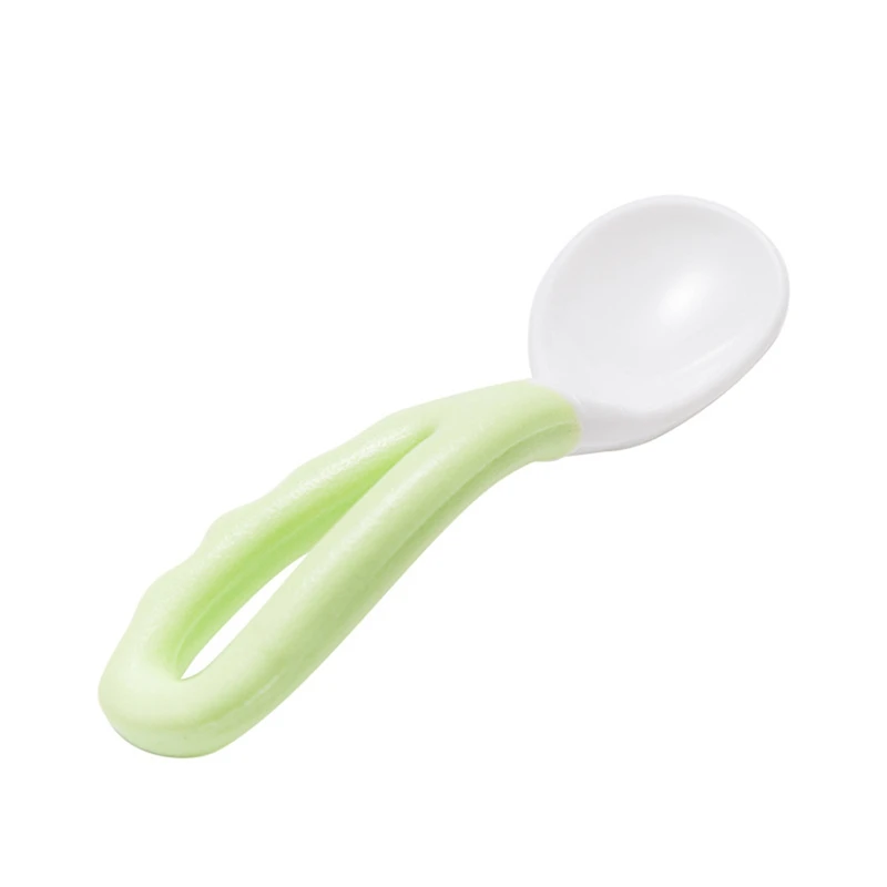 1Pc Baby Diet Studying Training Spoon Baby Food Supplement Feeding Spoon Children's Curved Handle Easy to Grasp Kids Tableware
