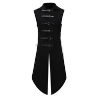 mens gothic tuxedo vest steampunk cosplay waistcoat black party stage singers coat vests male halloween gilet medieval costumes