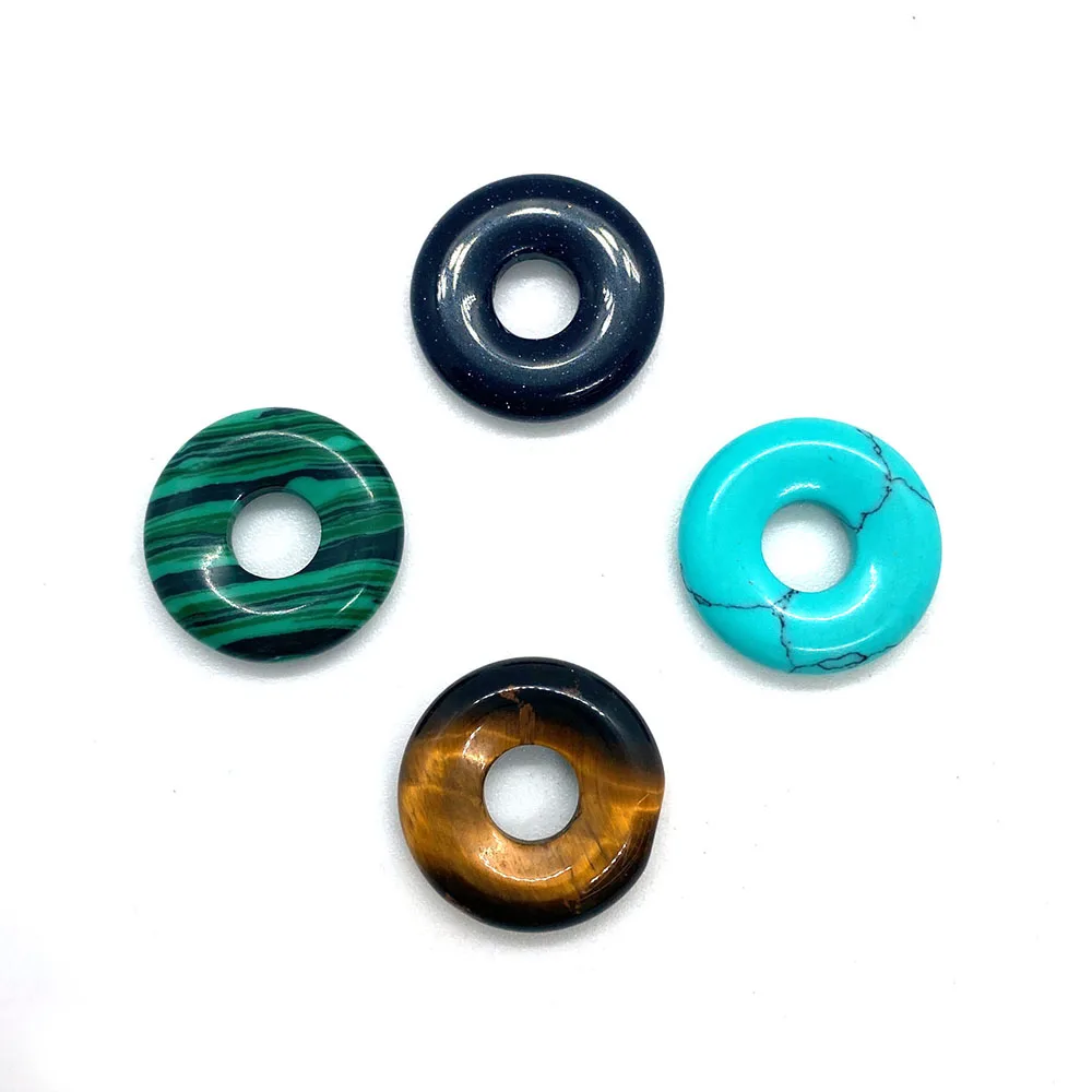 3 шт. Натуральный Полудрагоценный камень ностальгические кольцо подвеска-пончик