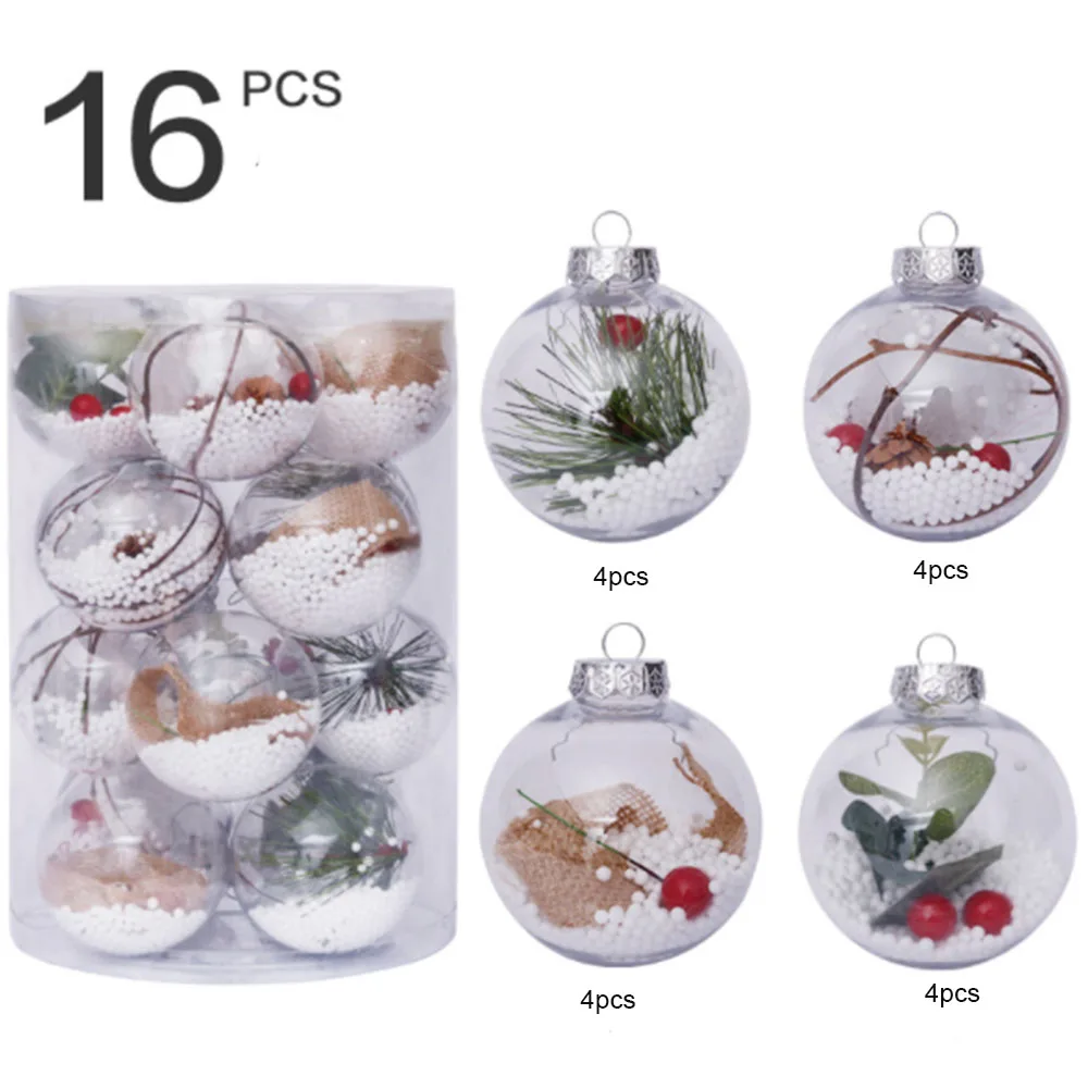 

16 шт., 8 см, прозрачные украшения, шарики «сделай сам», прозрачные шарики, елочные шары, подарки на Рождество, свадьбу, вечеринку, праздничные ...