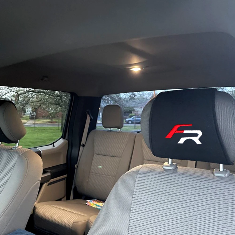 

VEHICAR 2PCS Car Embroidery Logo Seat Headrest Cover Fit For SEAT FR Car Headrest Protector Superb Car Emblems Headrest Cover