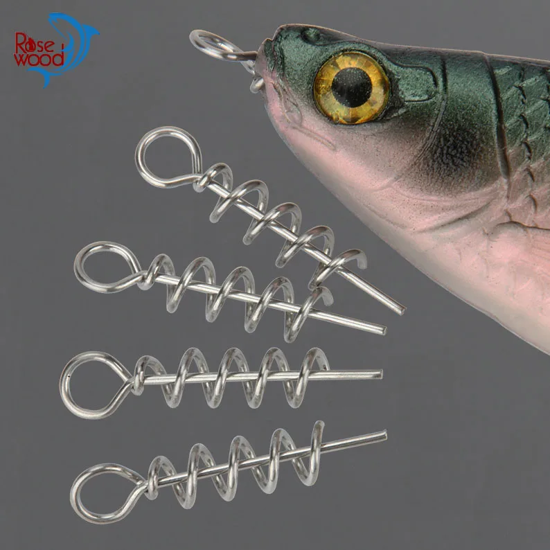 Розовое дерево 50 шт. мягкая приманка Крючок Pin Весна Фиксированный замок Рыболовная винтовая игла из нержавеющей стали соединитель.