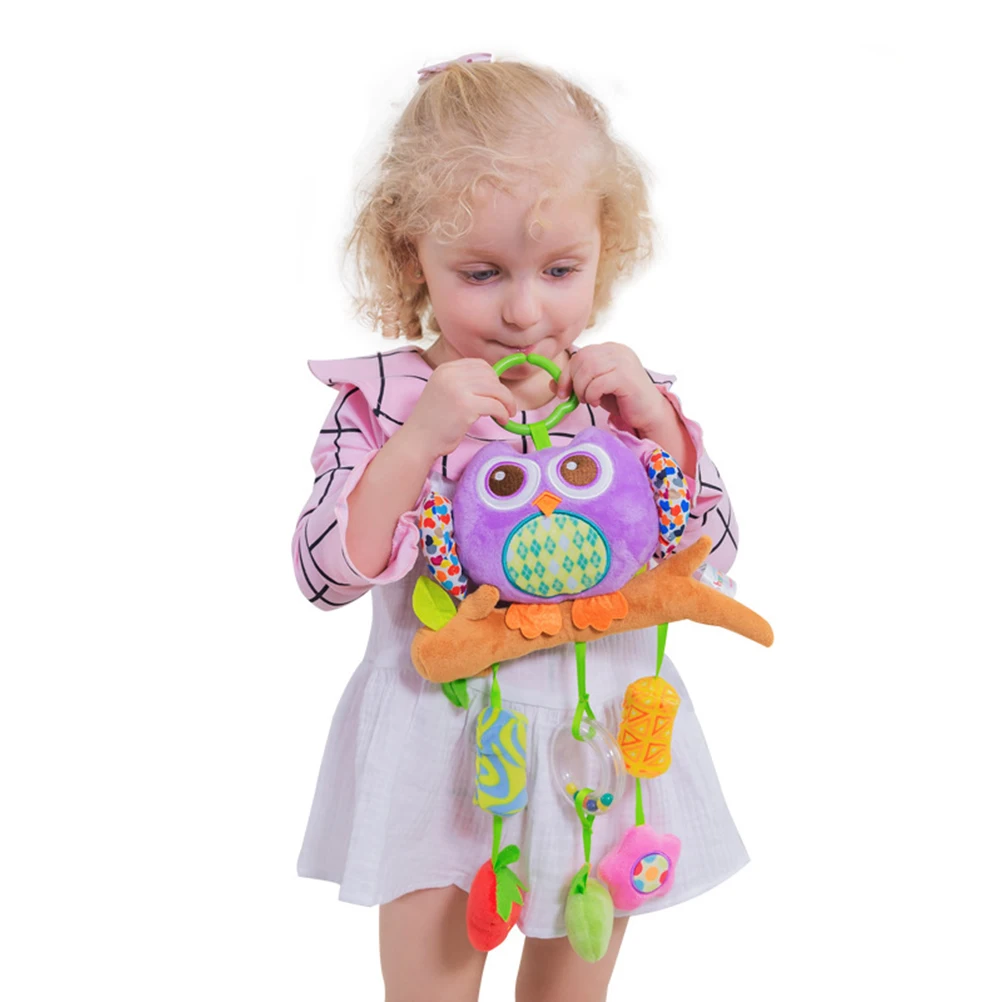 Детская погремушка в виде совы игрушка для детской коляски плюшевая музыкальная