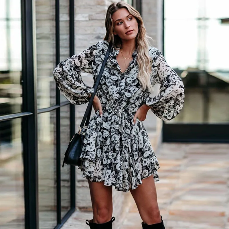 Женское винтажное платье макси с цветочным принтом Длинное Элегантное