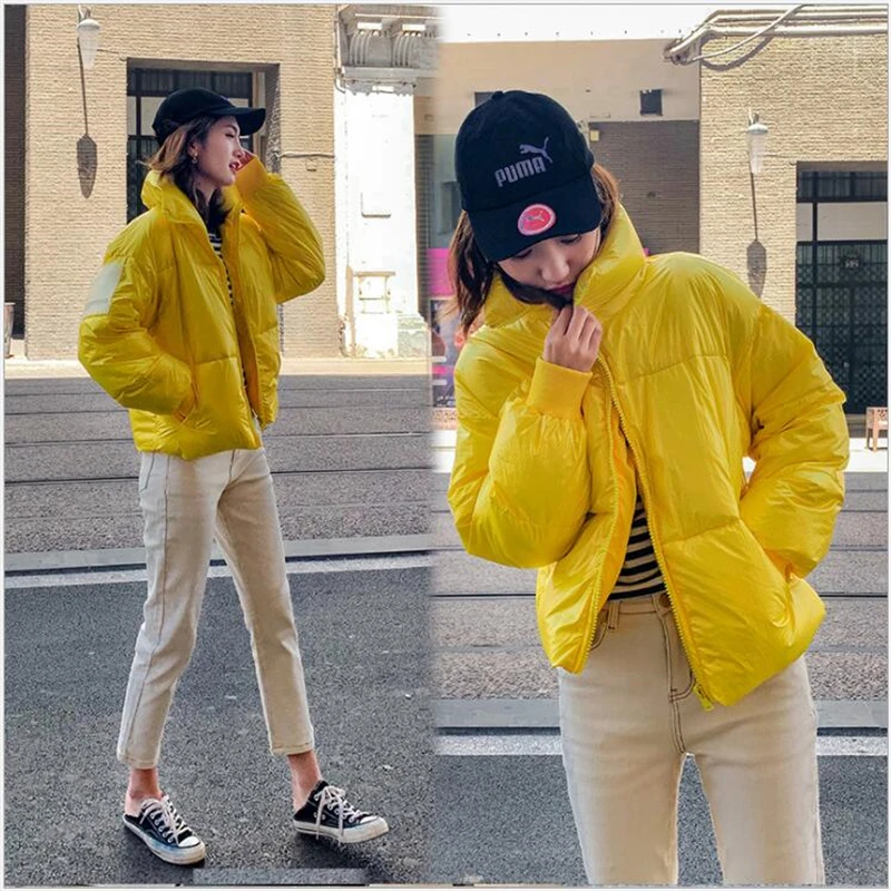 

2019 Women Winter Jacket Hooded Warm Coat Cotton Padded Glossy student Jacket Female Short Parkas Winter Coat Women 297